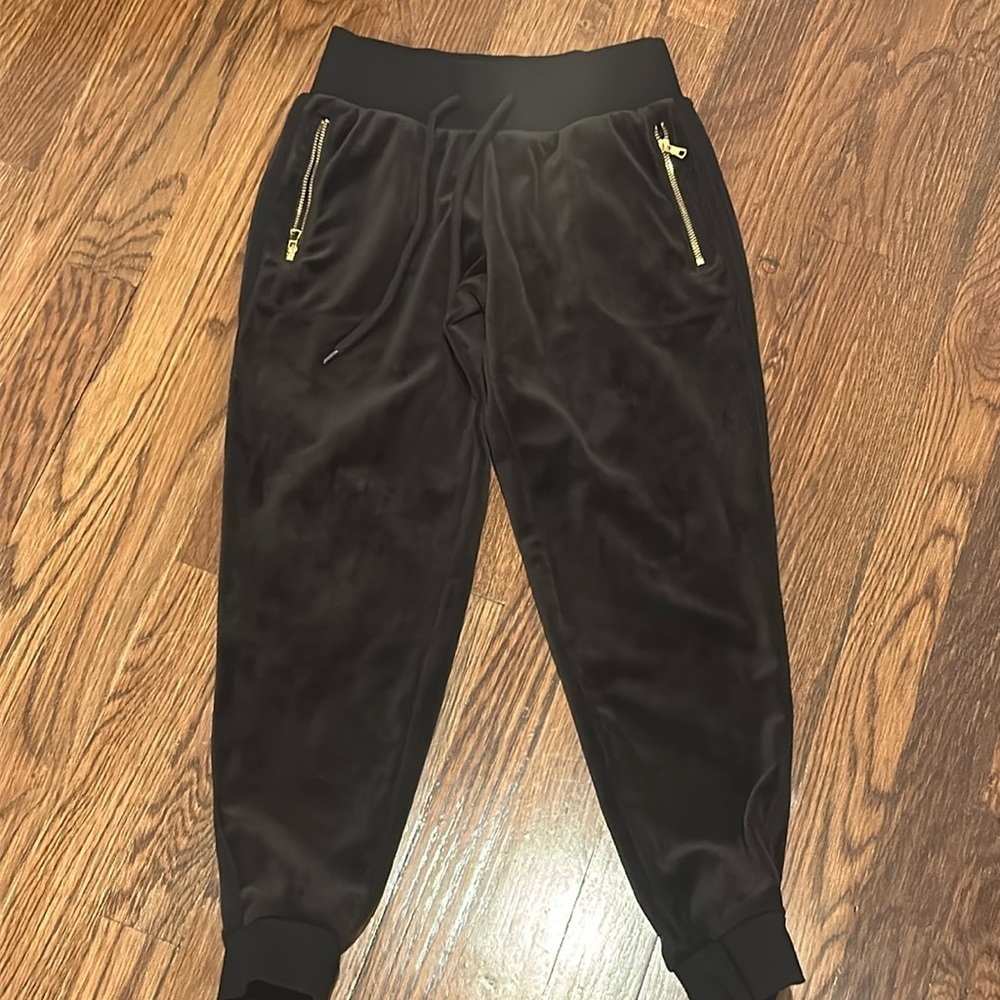 CXJ Justice Girls Soft Black Pants With Gold Zipper Size 8